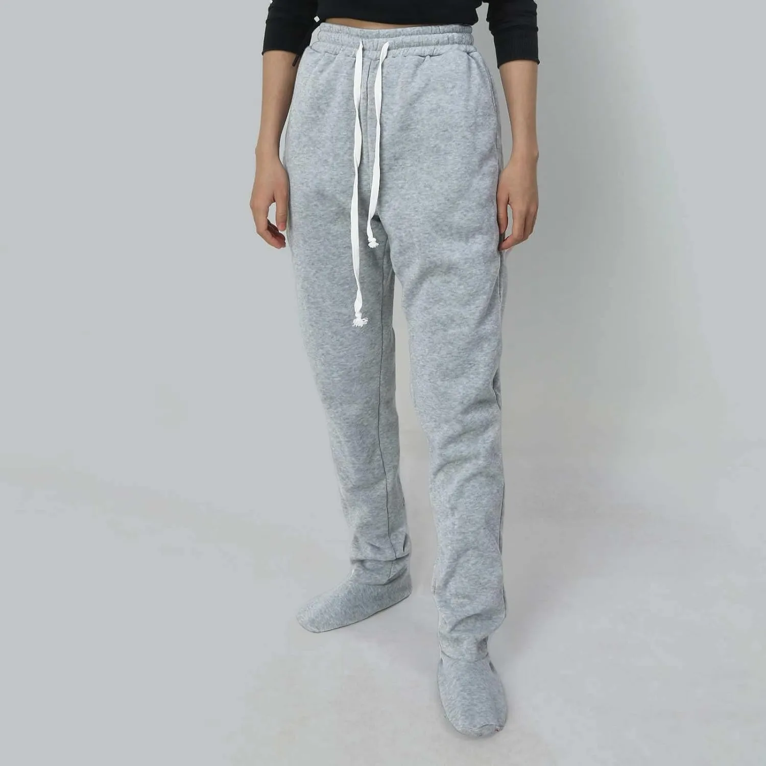 Adult Footed Sweatpants with Sherpa Fleece Lined Feet Soft and Warm Footing S-XXL