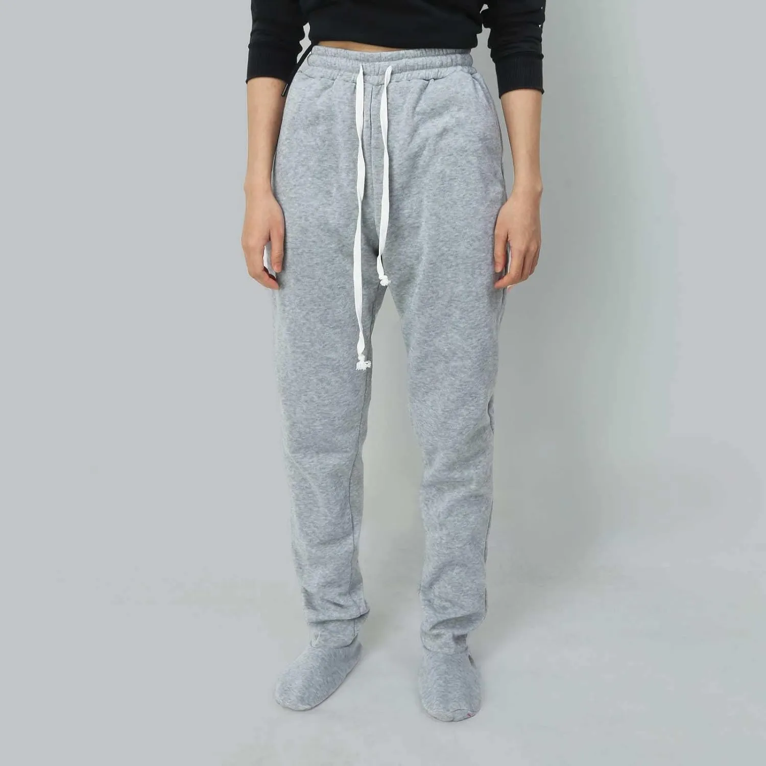 Adult Footed Sweatpants with Sherpa Fleece Lined Feet Soft and Warm Footing S-XXL