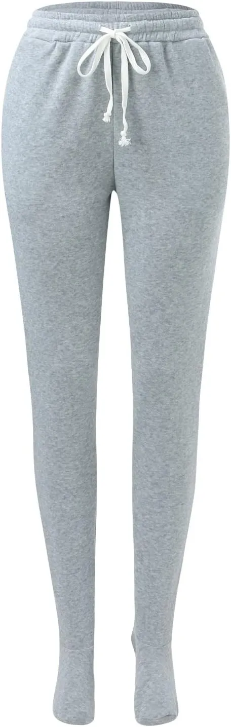 Adult Footed Sweatpants with Sherpa Fleece Lined Feet Soft and Warm Footing S-XXL