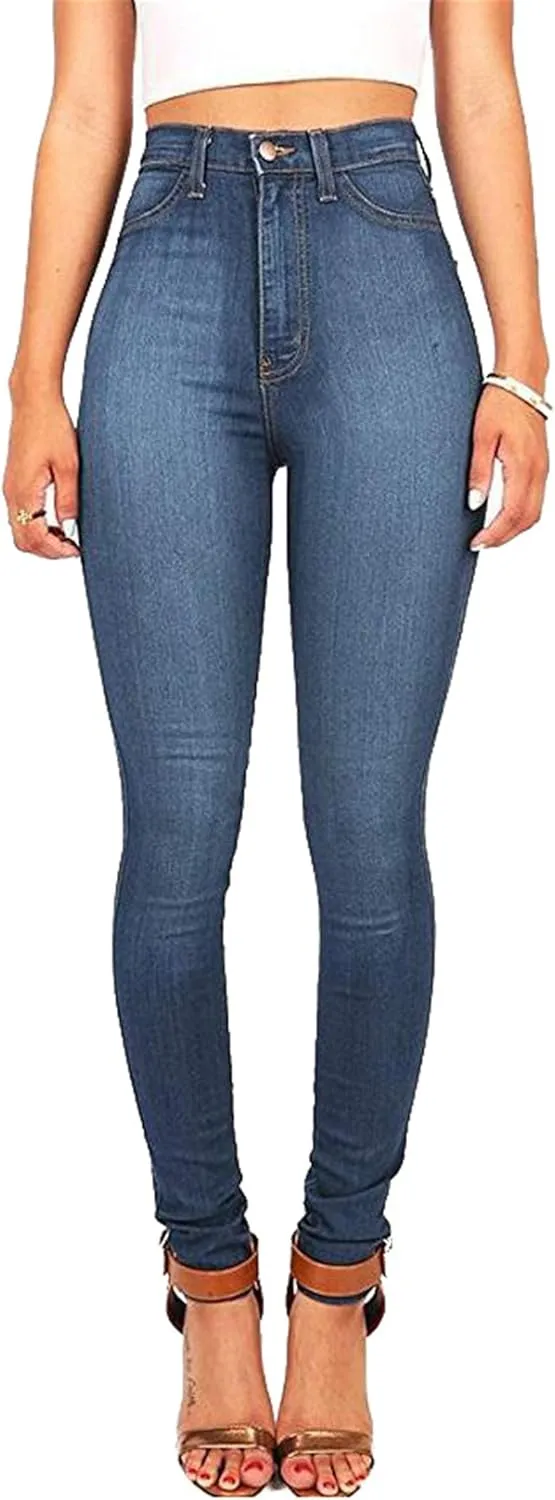 Andongnywell Super High Waisted Stretchy Skinny Jeans Denim Pants