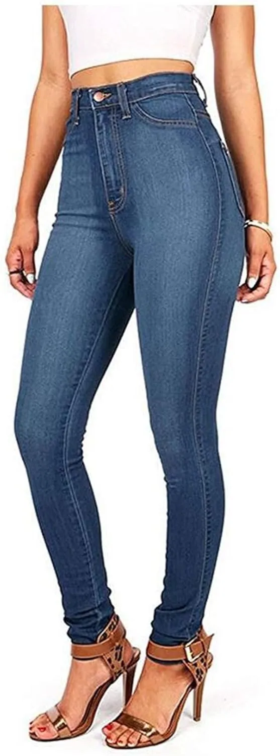 Andongnywell Super High Waisted Stretchy Skinny Jeans Denim Pants