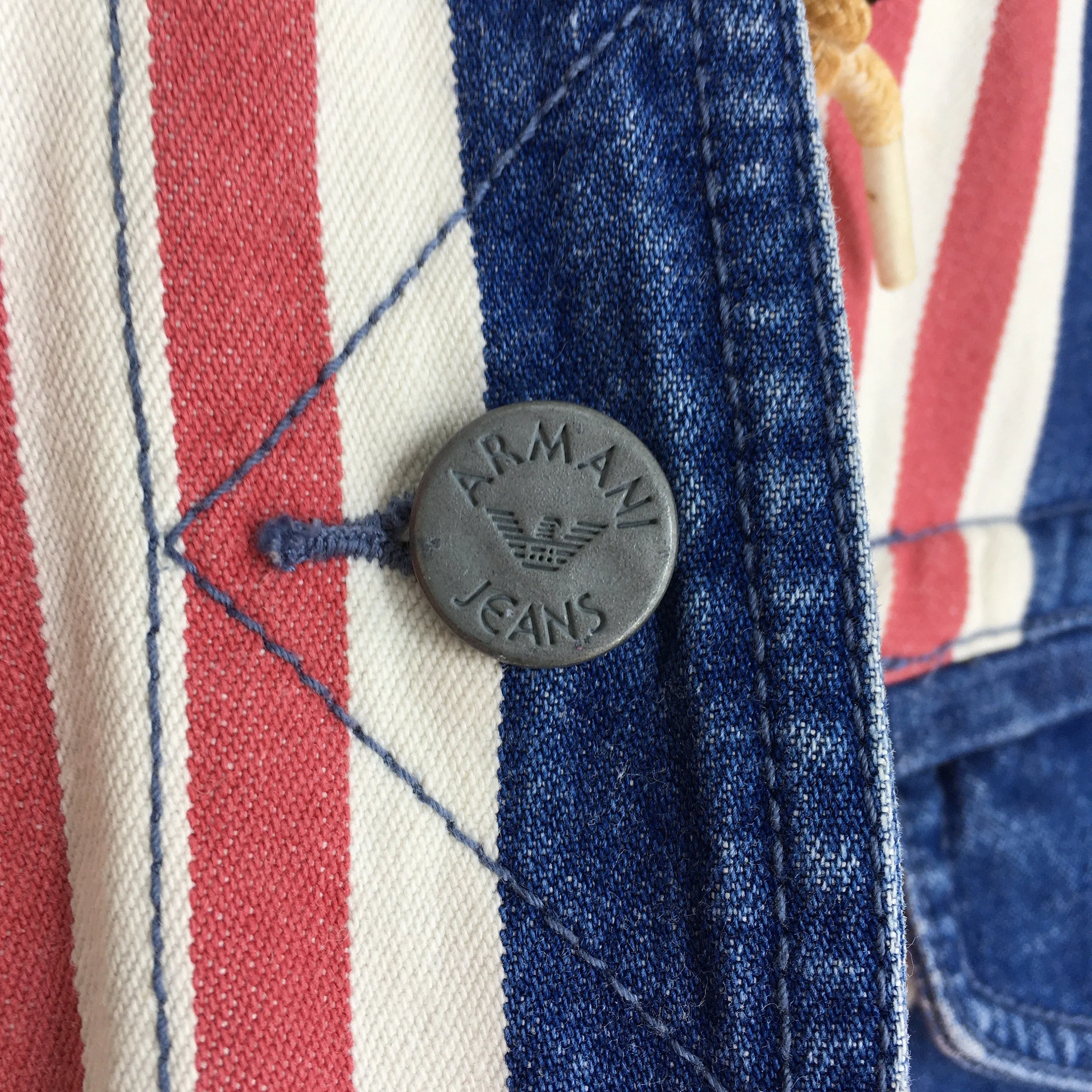 Armani Jeans Denim Trucker Jacket Hoodie Large