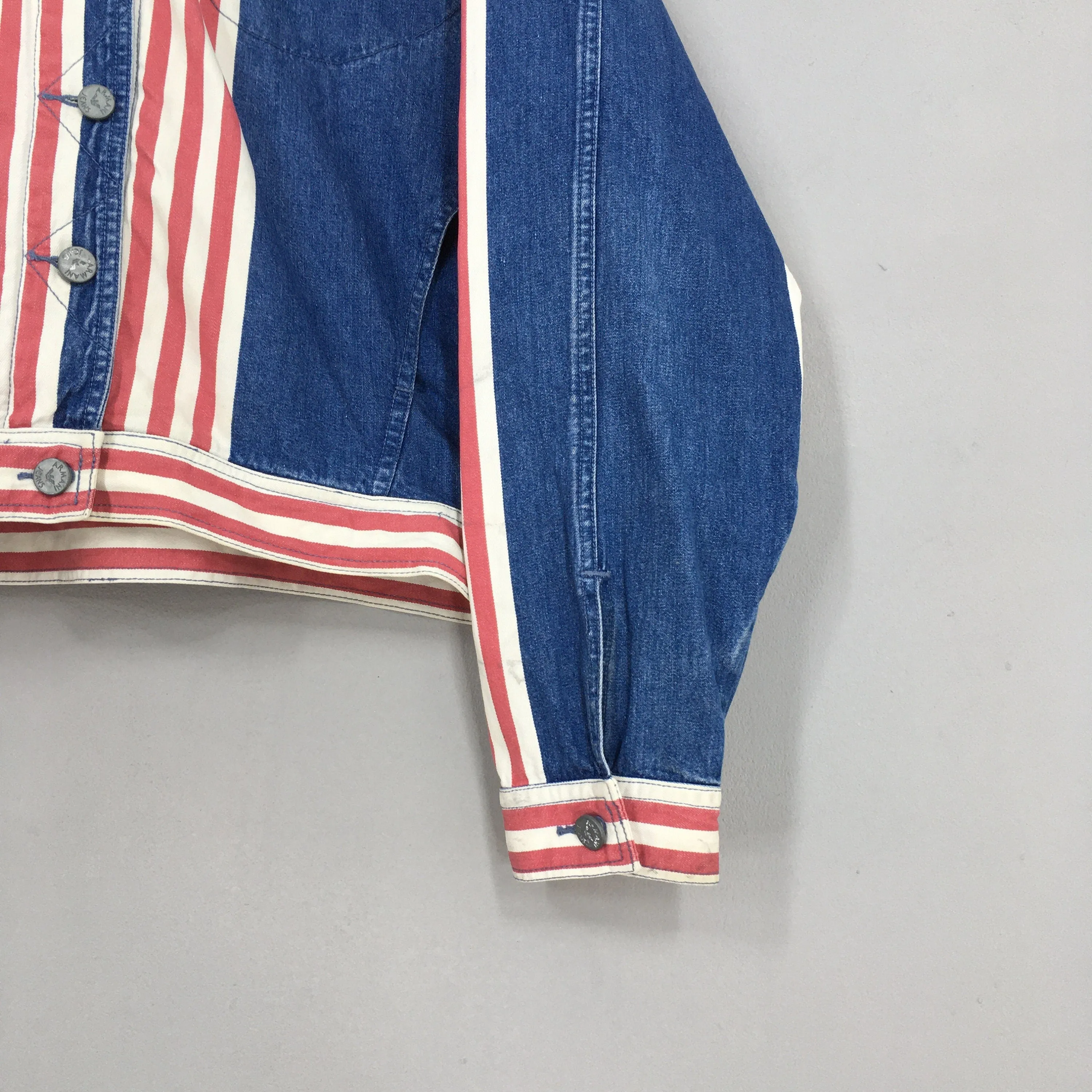 Armani Jeans Denim Trucker Jacket Hoodie Large
