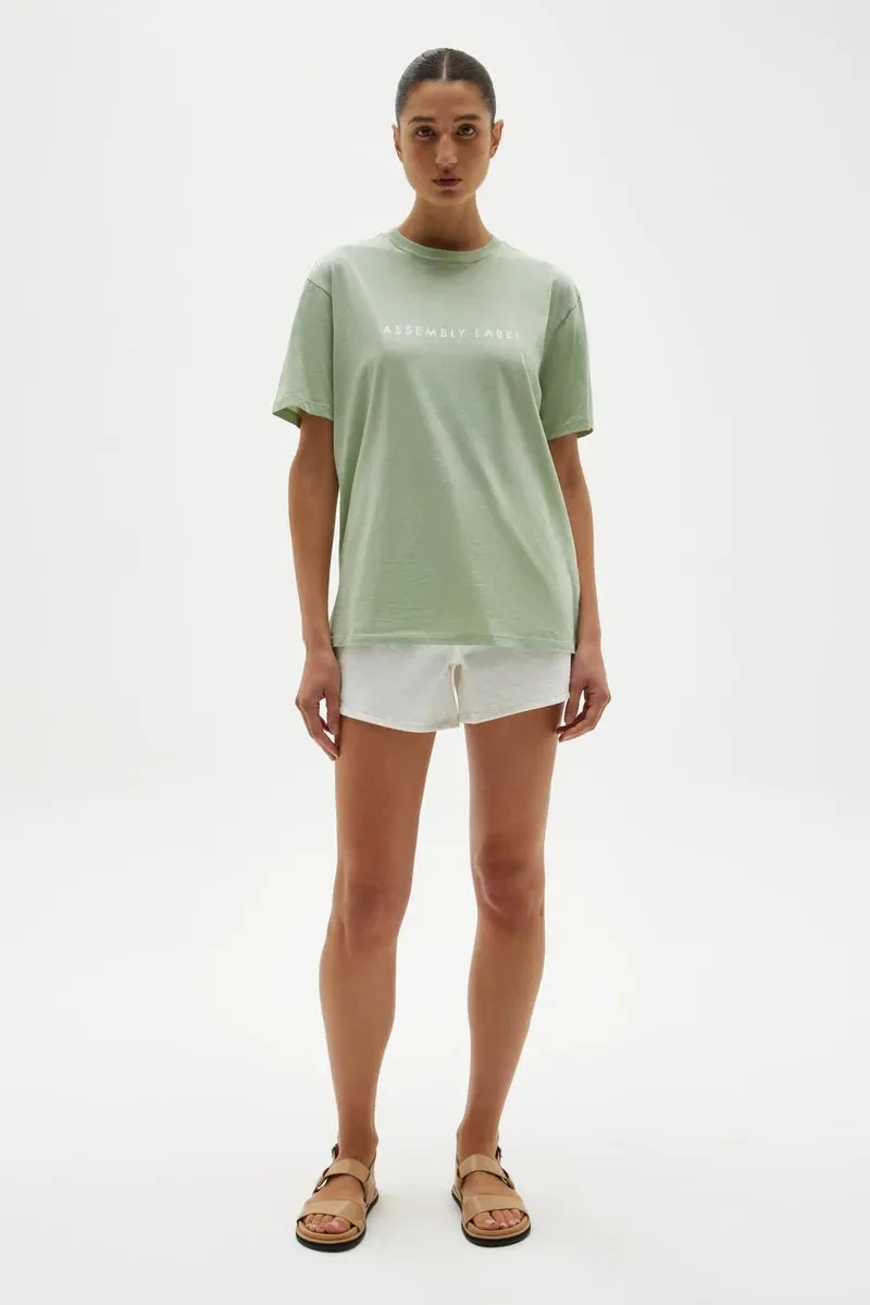 “Assembly Label - Logo Cotton Crew Tee - Teal Green/White