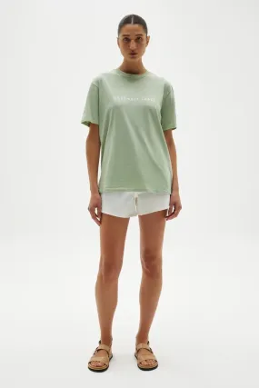 “Assembly Label - Logo Cotton Crew Tee - Teal Green/White