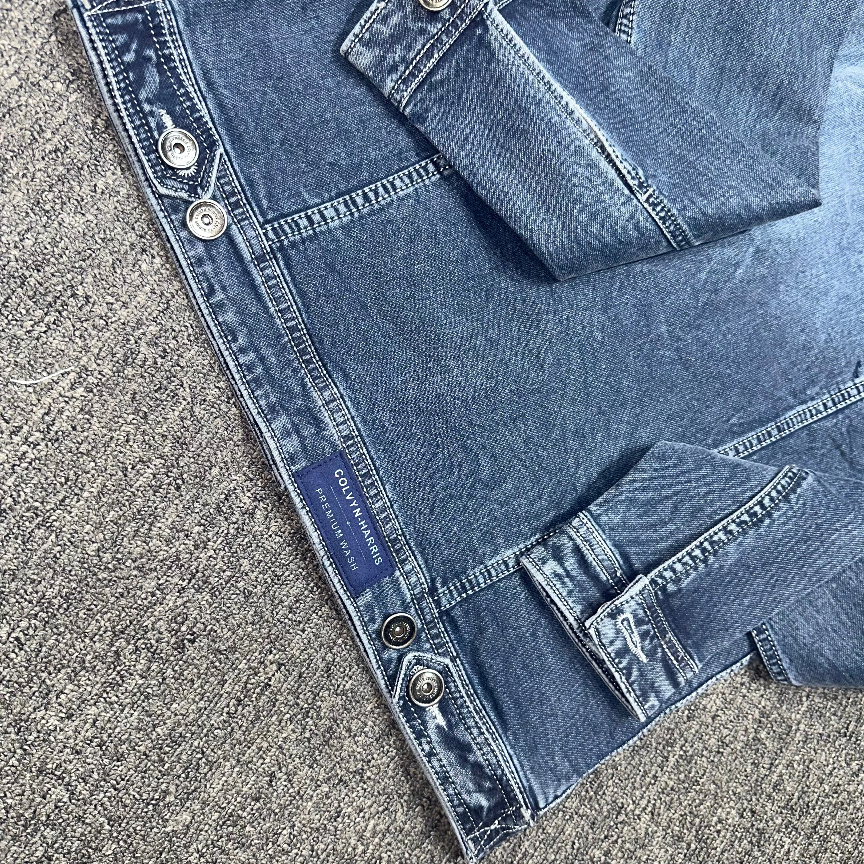 Bata Washed Rugged Washed Denim Cotton Knit Jacket for Men with Embroidery Patch & Suede Leather Collar