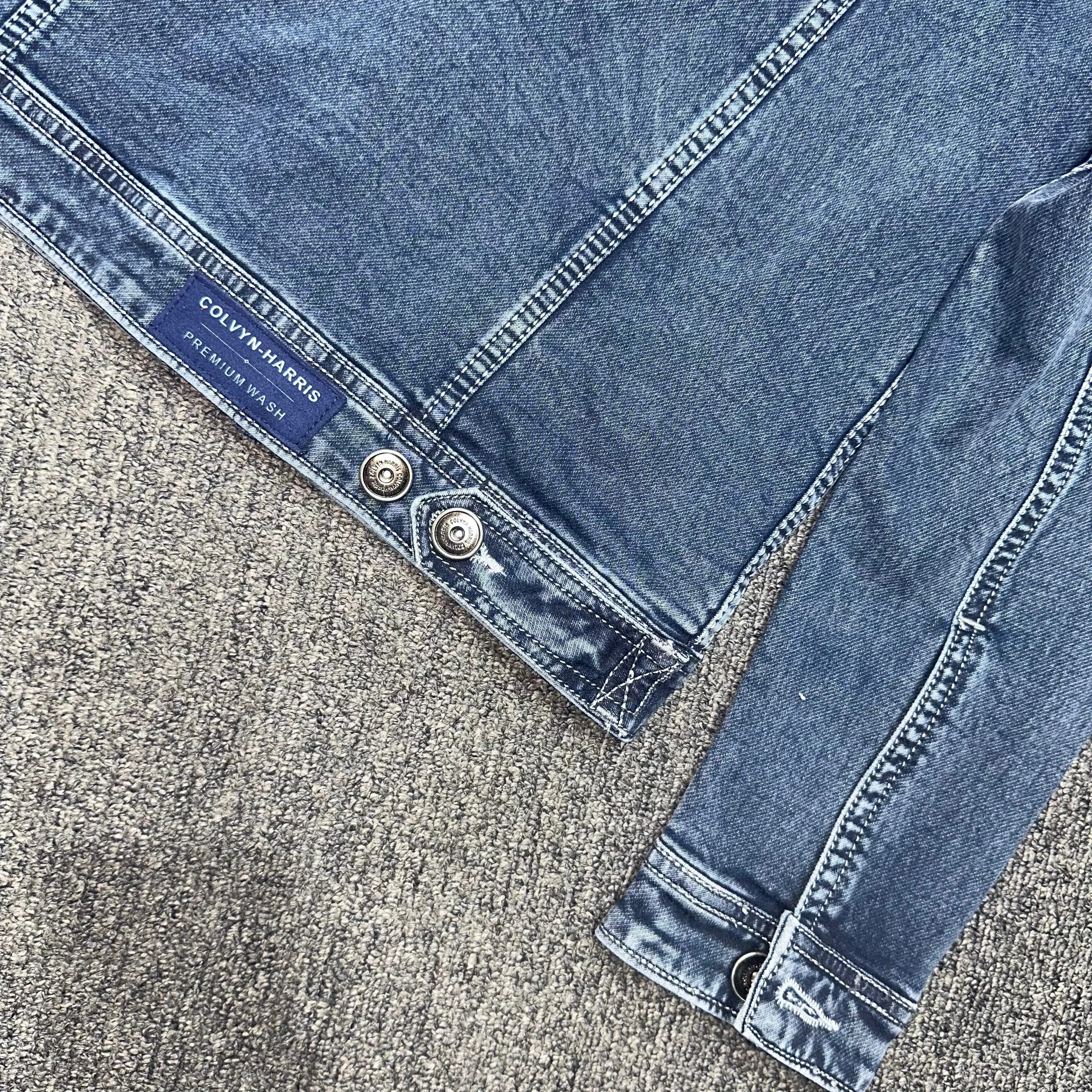 Bata Washed Rugged Washed Denim Cotton Knit Jacket for Men with Embroidery Patch & Suede Leather Collar