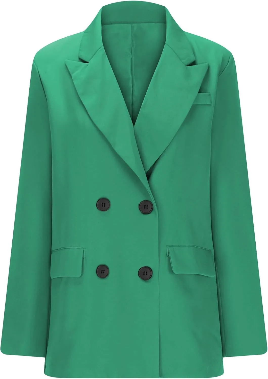 Blazers for Women Business Casual Double Breasted Oversized Suit Jackets Long Sleeve Notched Lapel Solid Color Blazer