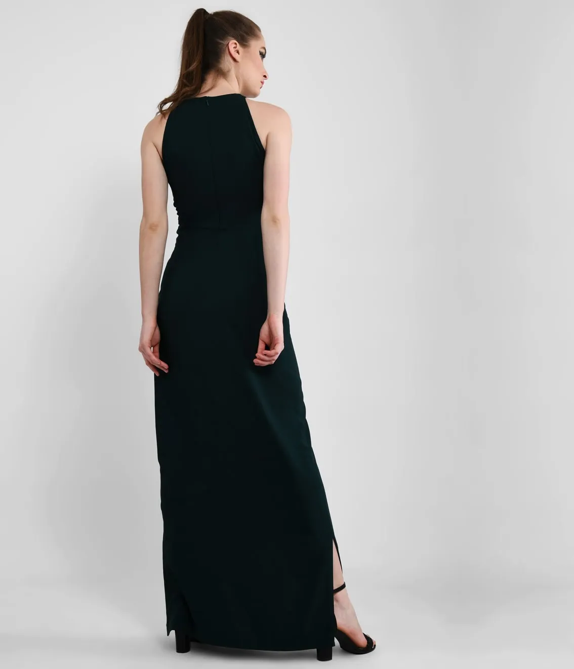 Chic Emerald Green Mid-riff Cut-out Long Dress