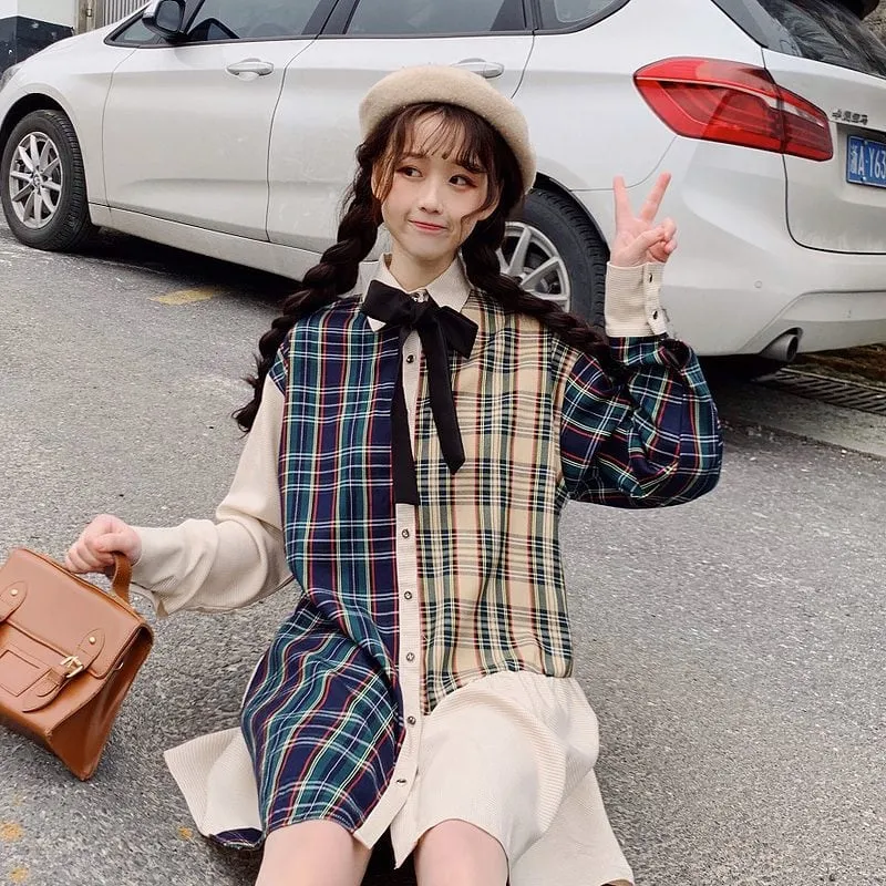 Chic Plaid Irregular Short Dress
