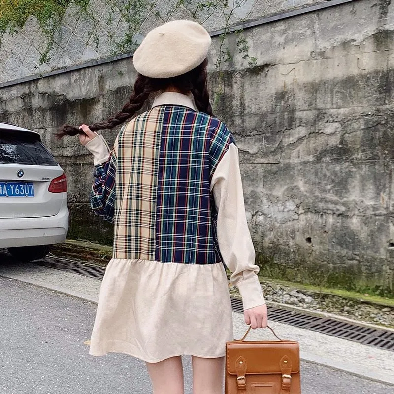 Chic Plaid Irregular Short Dress