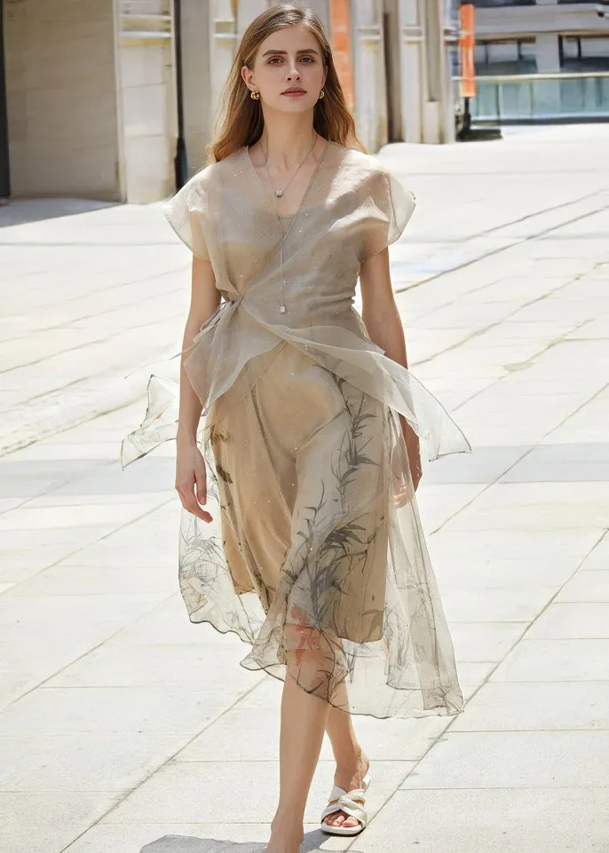 CHIFFON PRINT TWO PIECE DRESS