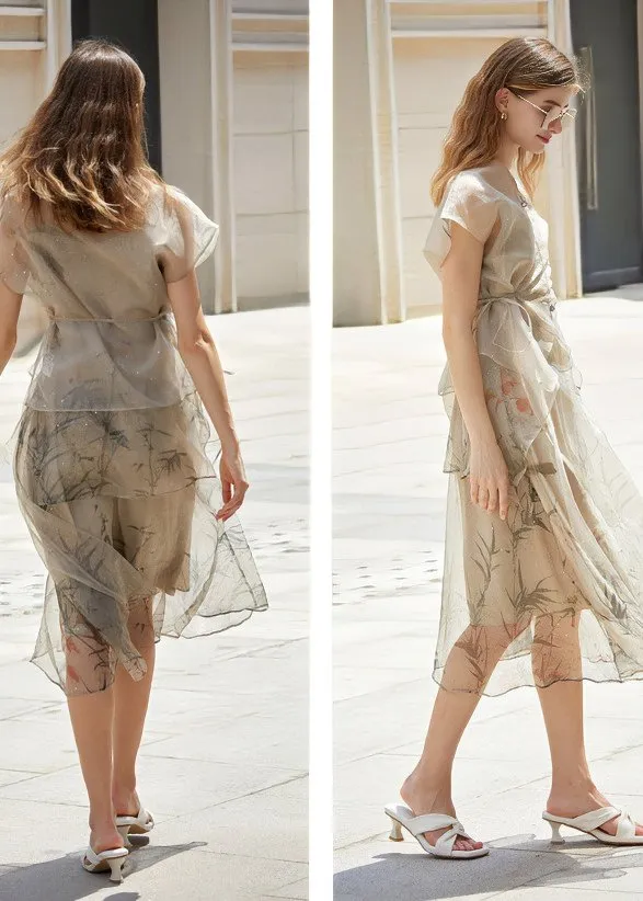 CHIFFON PRINT TWO PIECE DRESS