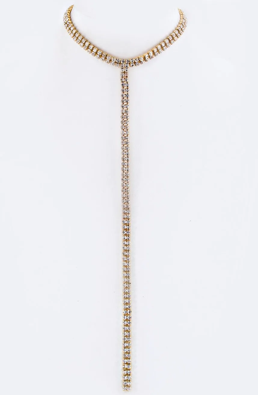 Crystal Drop Necklace - Gold