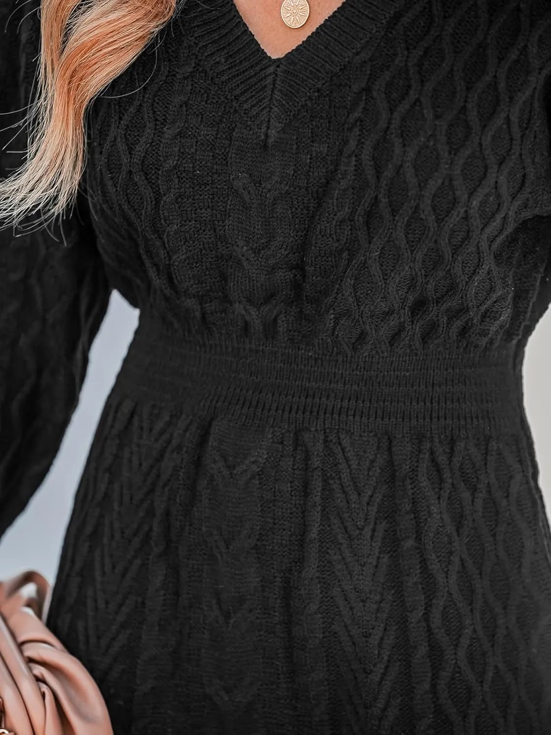 CUPSHE Women Long Sleeve Midi Sweater Dress Loose Cable Knit Pullover Trendy Fall Outfits