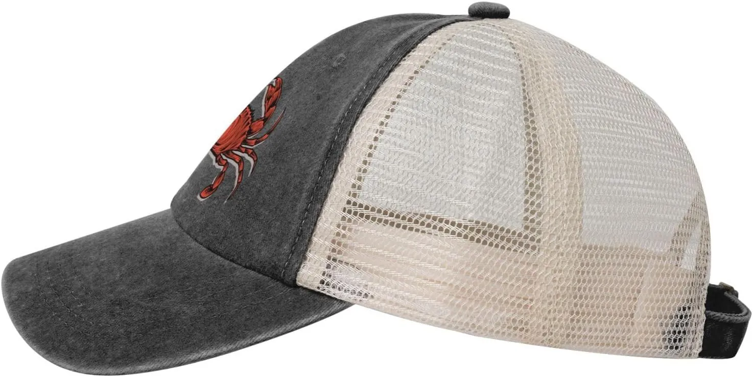 Cute Crabs Baseball Cap Women Men Mesh-Back Hat Retro Trucker Hats Sun Hat