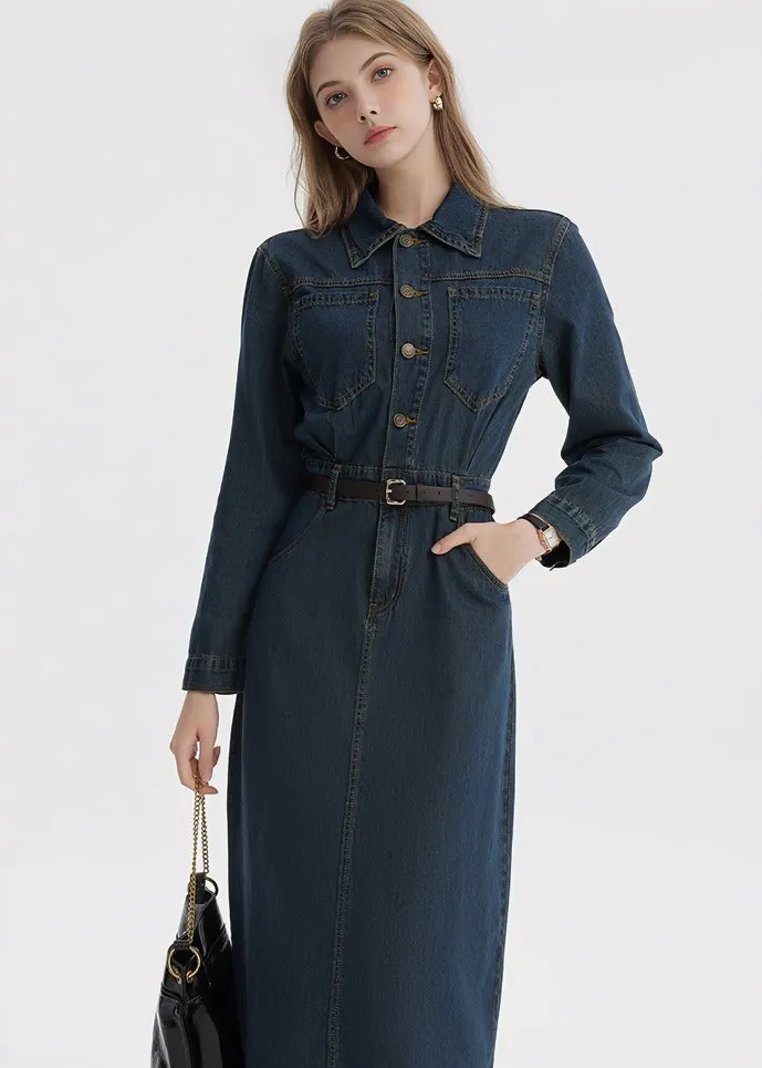 DENIM SHIRT BELT DRESS