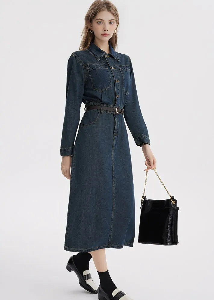 DENIM SHIRT BELT DRESS