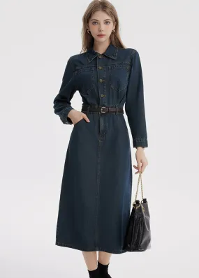 DENIM SHIRT BELT DRESS
