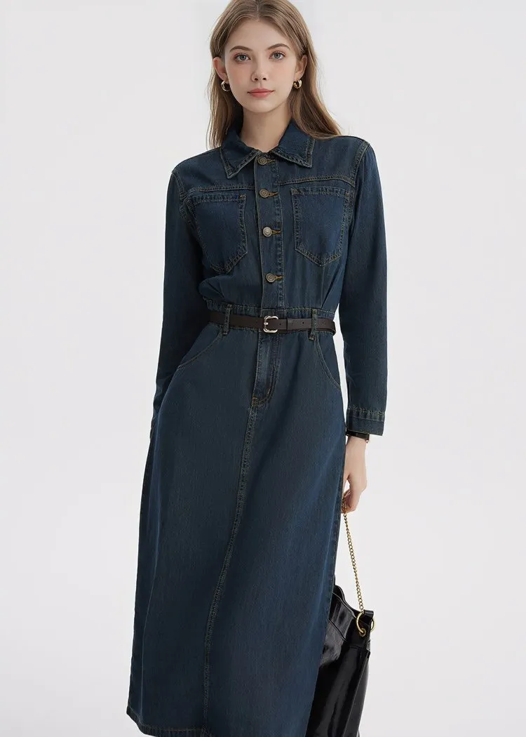 DENIM SHIRT BELT DRESS