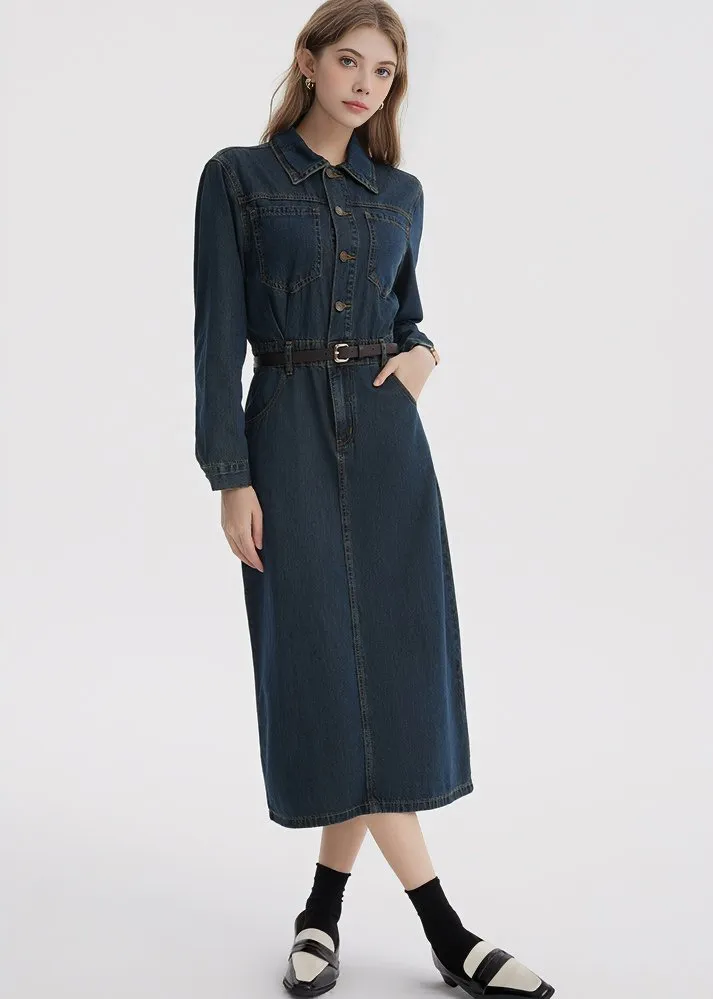 DENIM SHIRT BELT DRESS