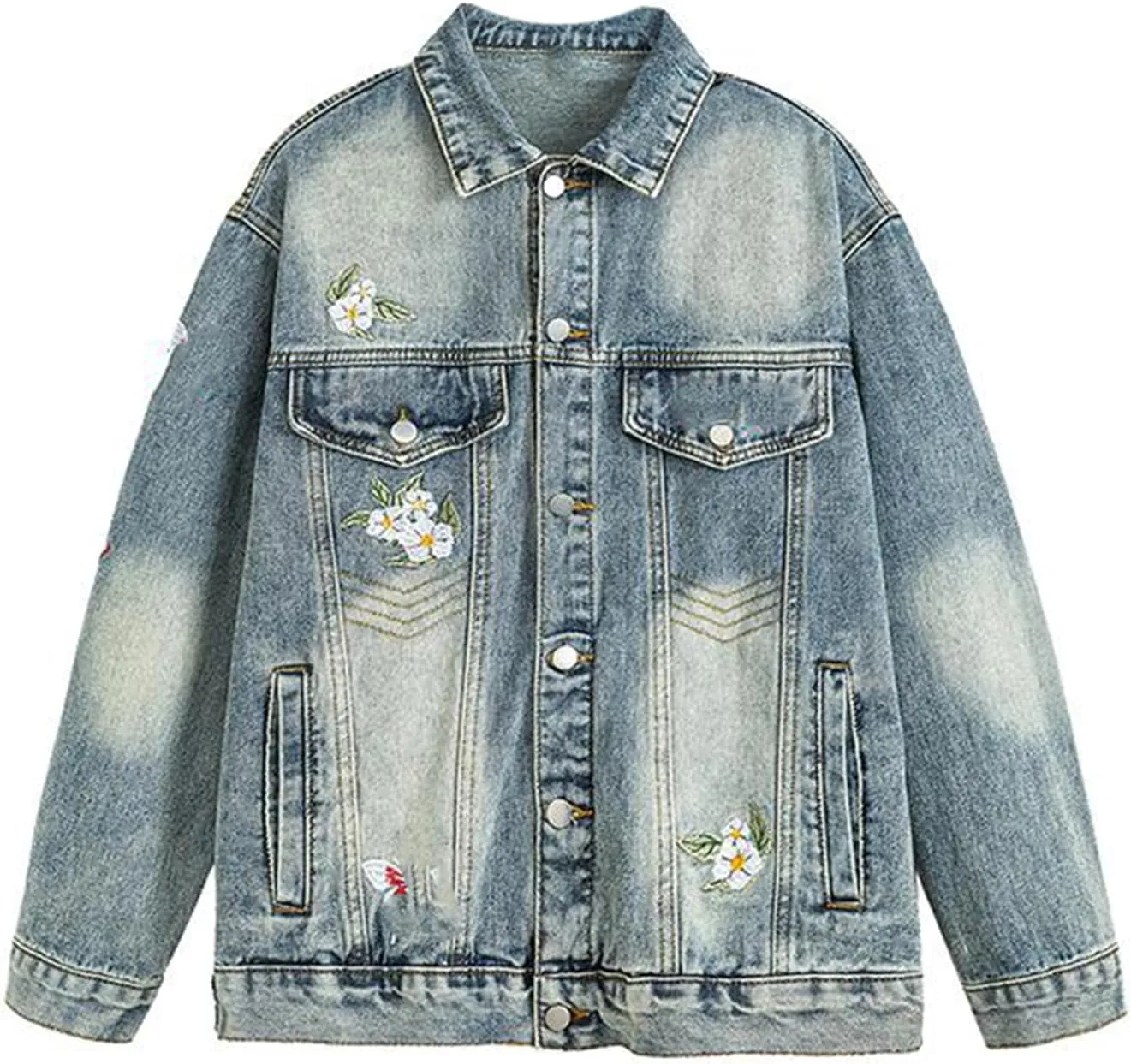 Distressed Denim Jacket Men's Ripped Workwear Coat