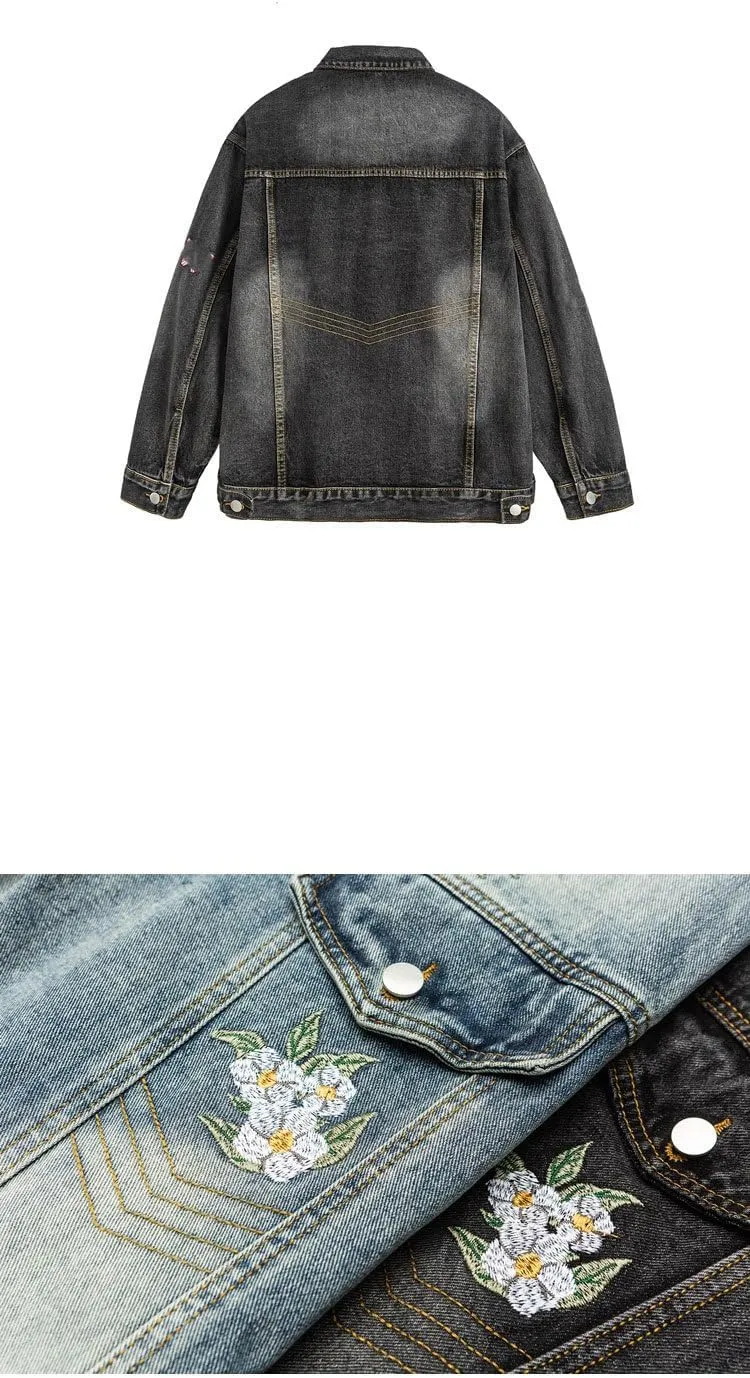 Distressed Denim Jacket Men's Ripped Workwear Coat