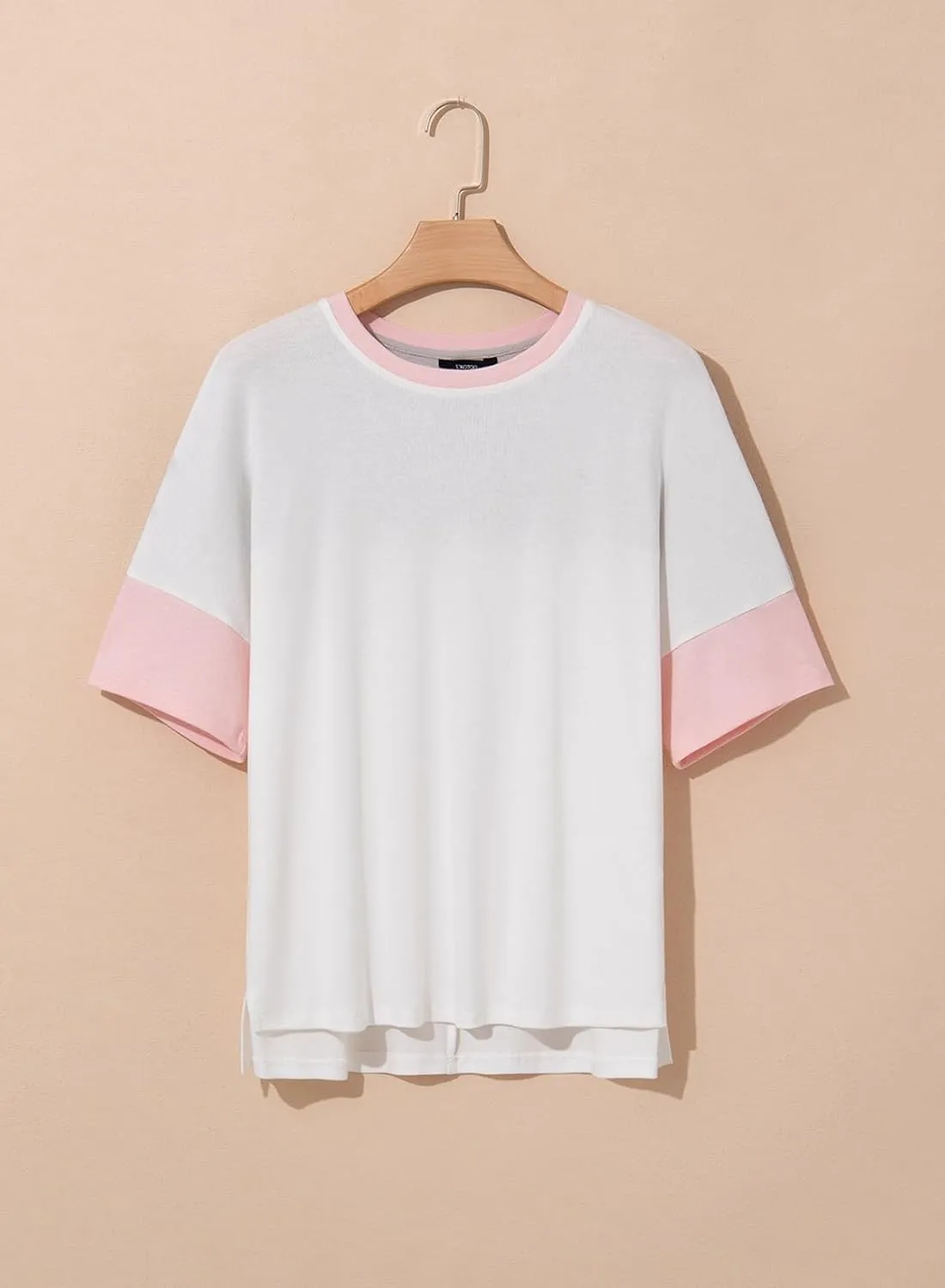Dokotoo Womens Tops Oversized Trendy Shirts 2025 Summer Color Block Crewneck Business Casual Womens Blouses S-2XL