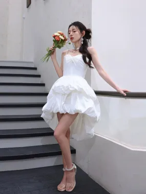 DOLLY Luxury White Sleeveless Short Puffy Chic Birthday Dress-YOYO