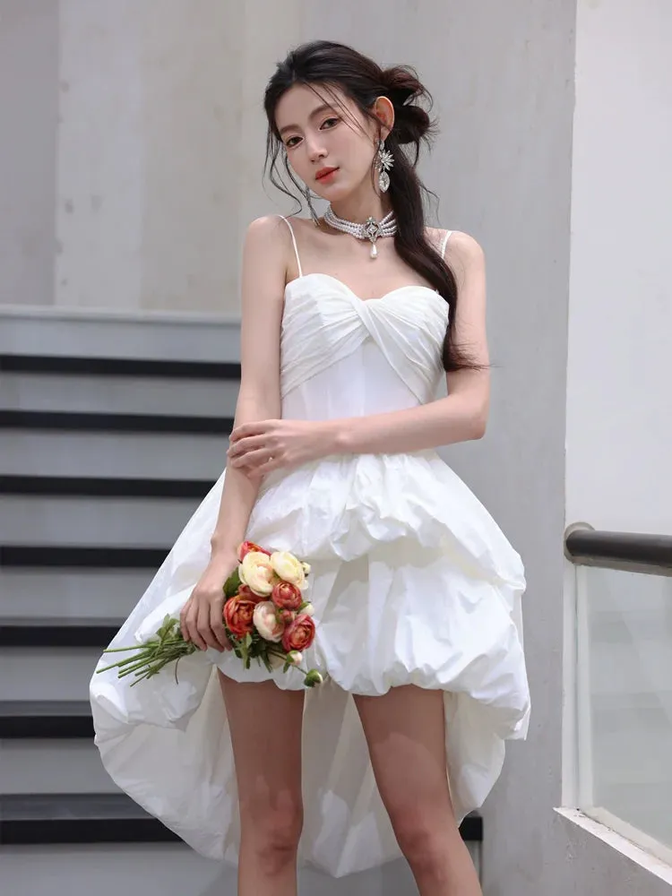 DOLLY Luxury White Sleeveless Short Puffy Chic Birthday Dress-YOYO