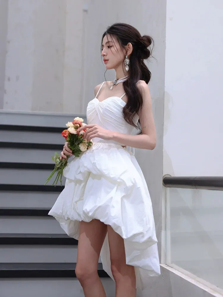 DOLLY Luxury White Sleeveless Short Puffy Chic Birthday Dress-YOYO