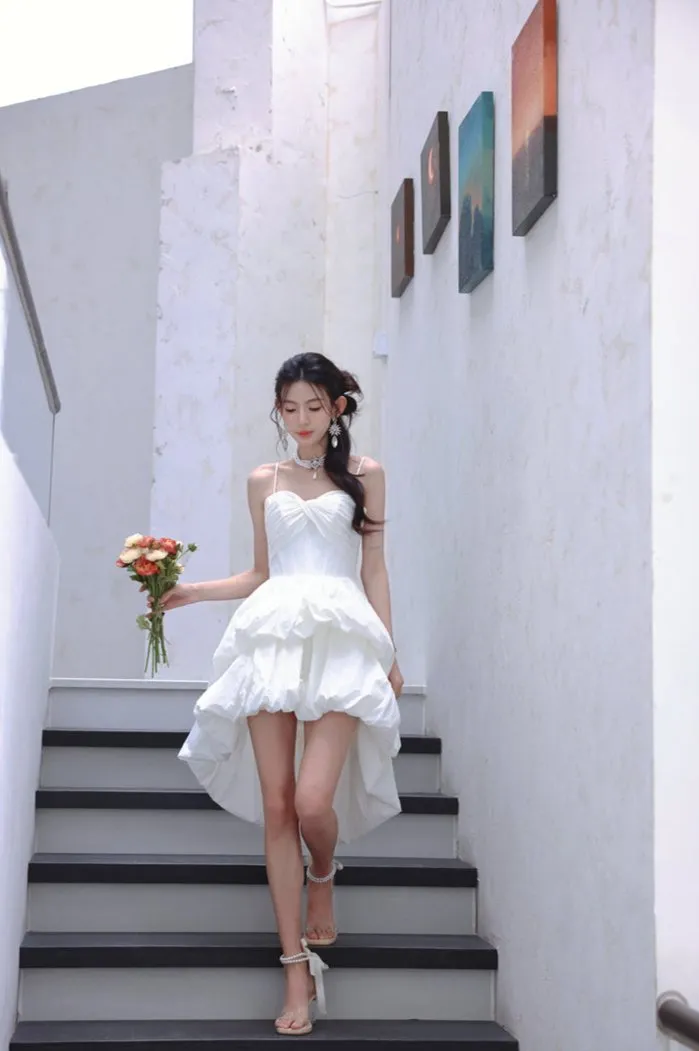 DOLLY Luxury White Sleeveless Short Puffy Chic Birthday Dress-YOYO