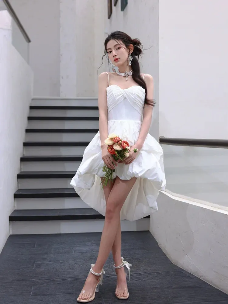 DOLLY Luxury White Sleeveless Short Puffy Chic Birthday Dress-YOYO