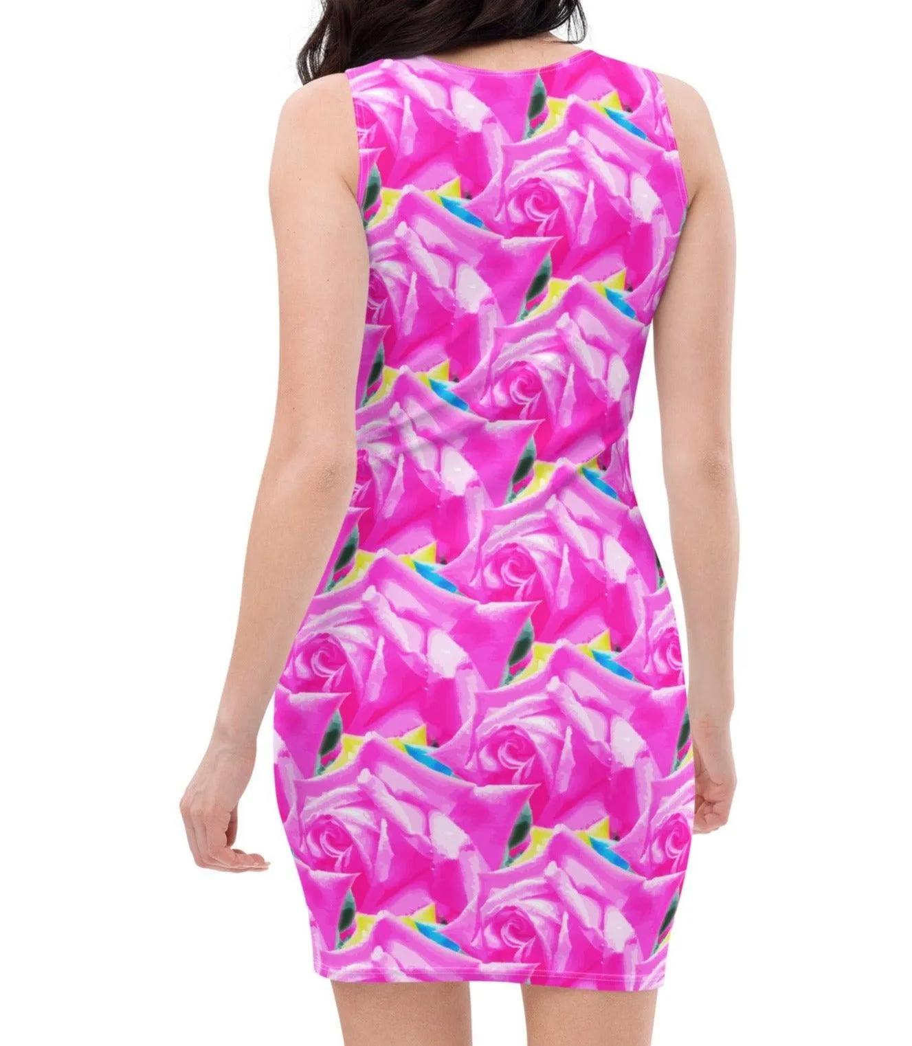 Elegant Roses Print Bodycon Dress | Classic Feminine Fashion Statement