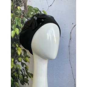 Embellished Hat - Size #2 Black Silver Sequins