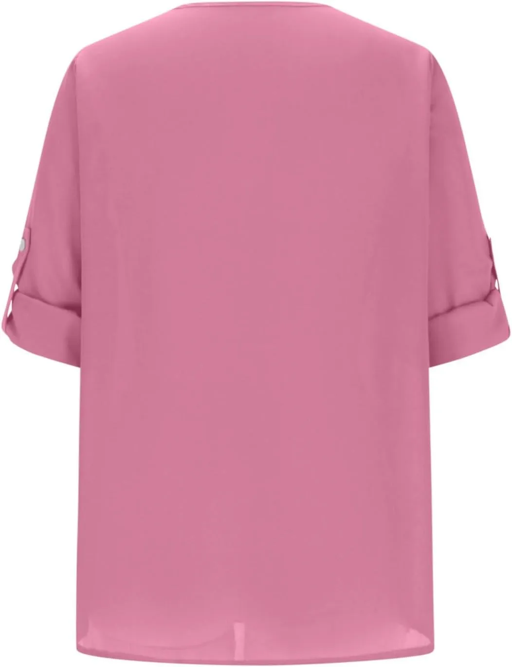 Fall Tops for Women 2024 Rolled Up Long Sleeve V Neck Button Down T Shirts Business Casual Work Chiffon Tunic Blouse