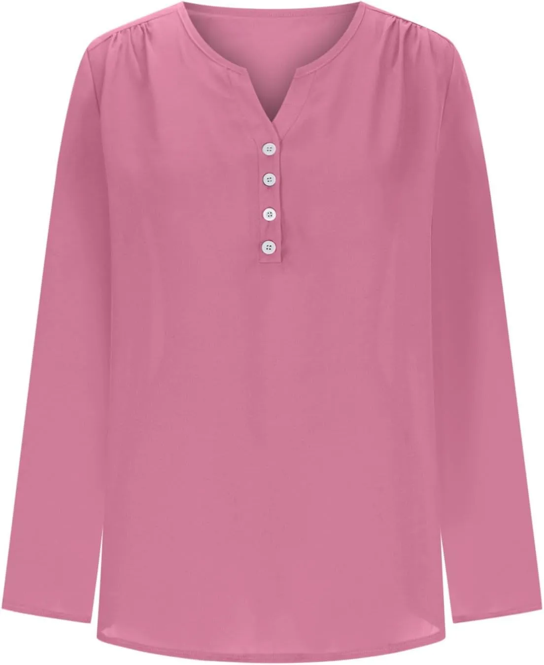 Fall Tops for Women 2024 Rolled Up Long Sleeve V Neck Button Down T Shirts Business Casual Work Chiffon Tunic Blouse