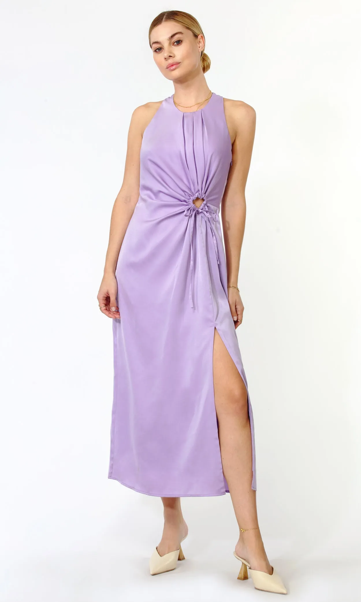 Fiona Satin “O” Ring Midi Dress