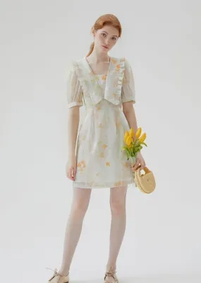 FLORAL SHORT COLLARED DRESS