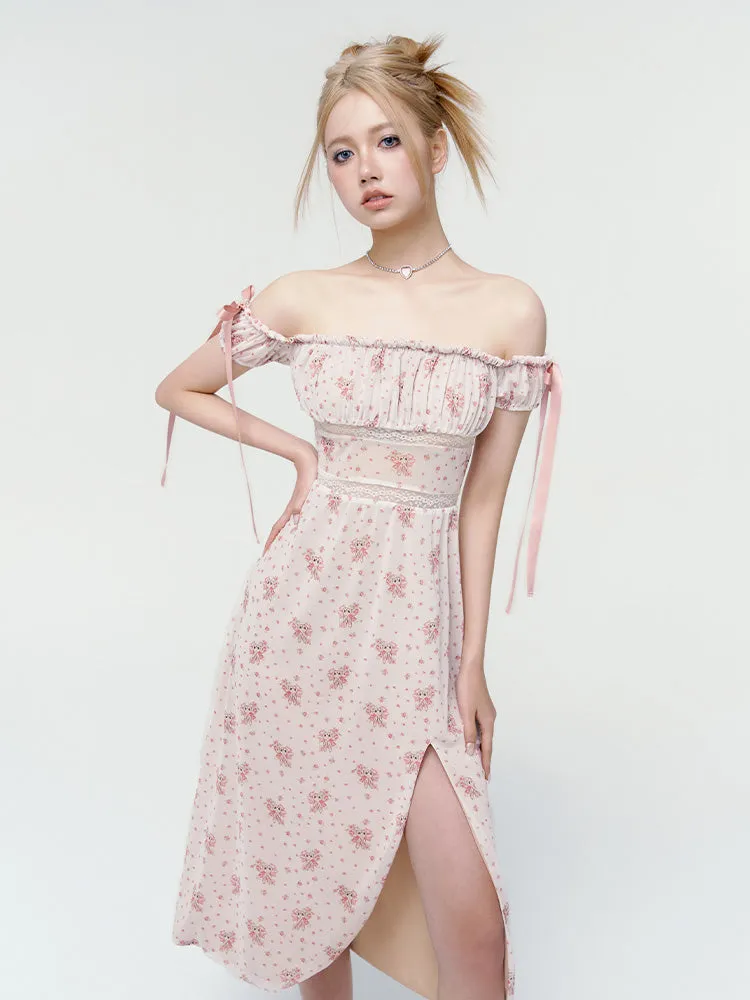Flower Rabbit Off-shouler Feminine One-piece