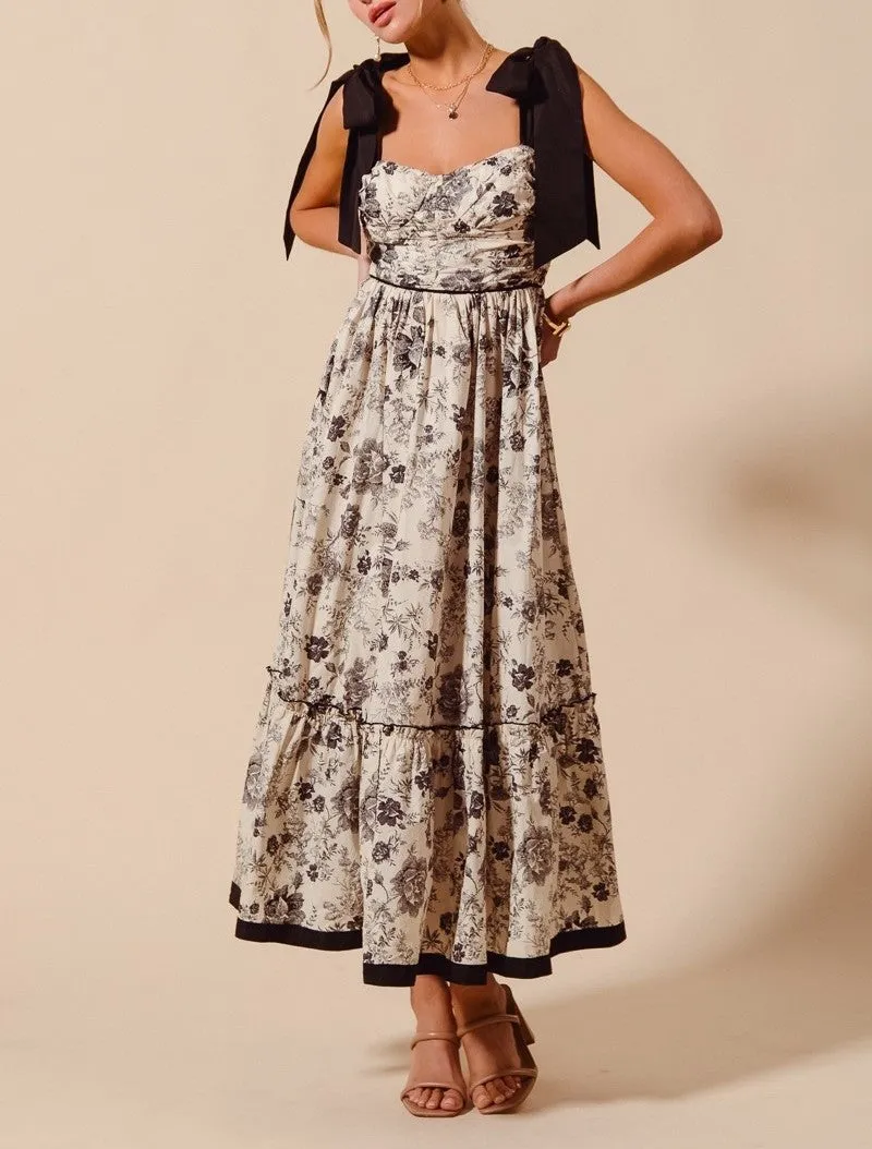 Flowy Floral Feminine Dress with Contrast