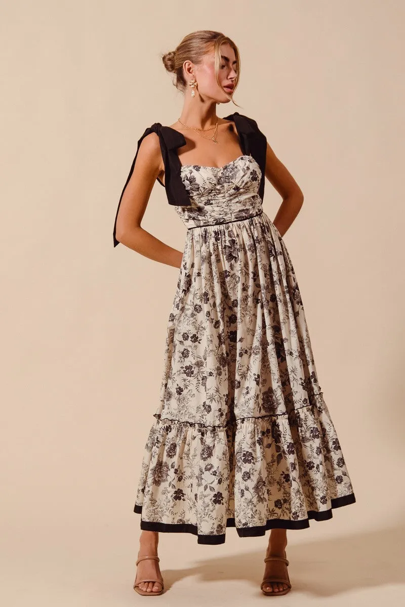 Flowy Floral Feminine Dress with Contrast