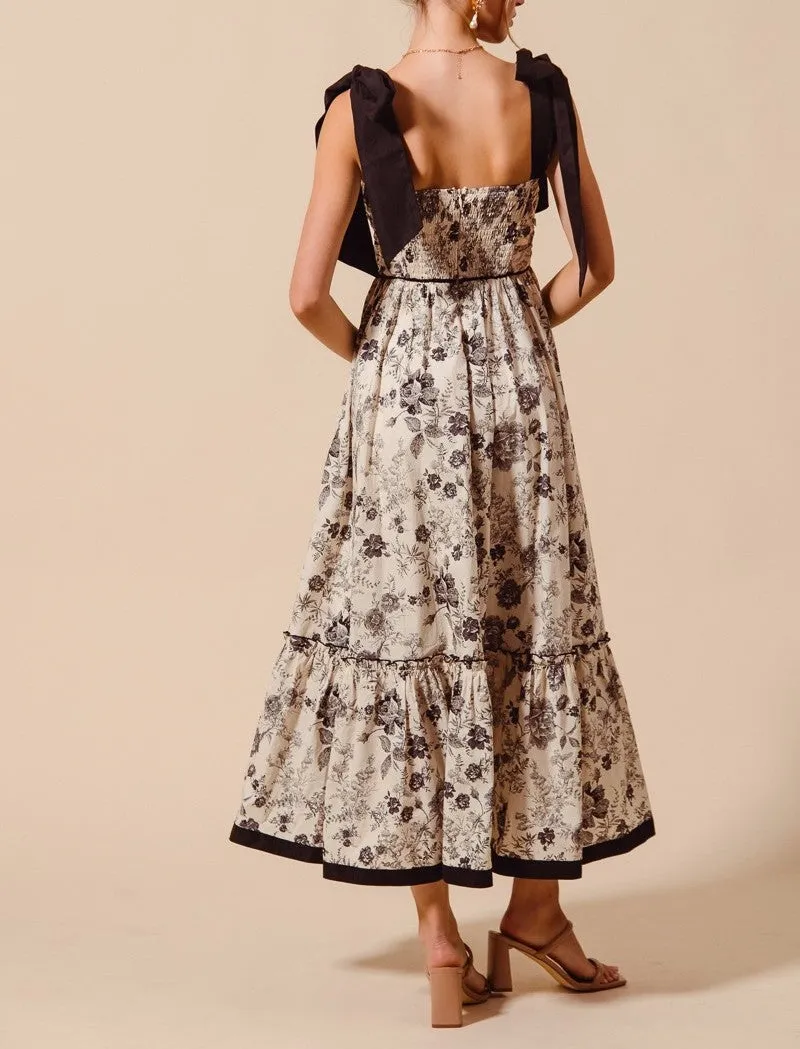 Flowy Floral Feminine Dress with Contrast