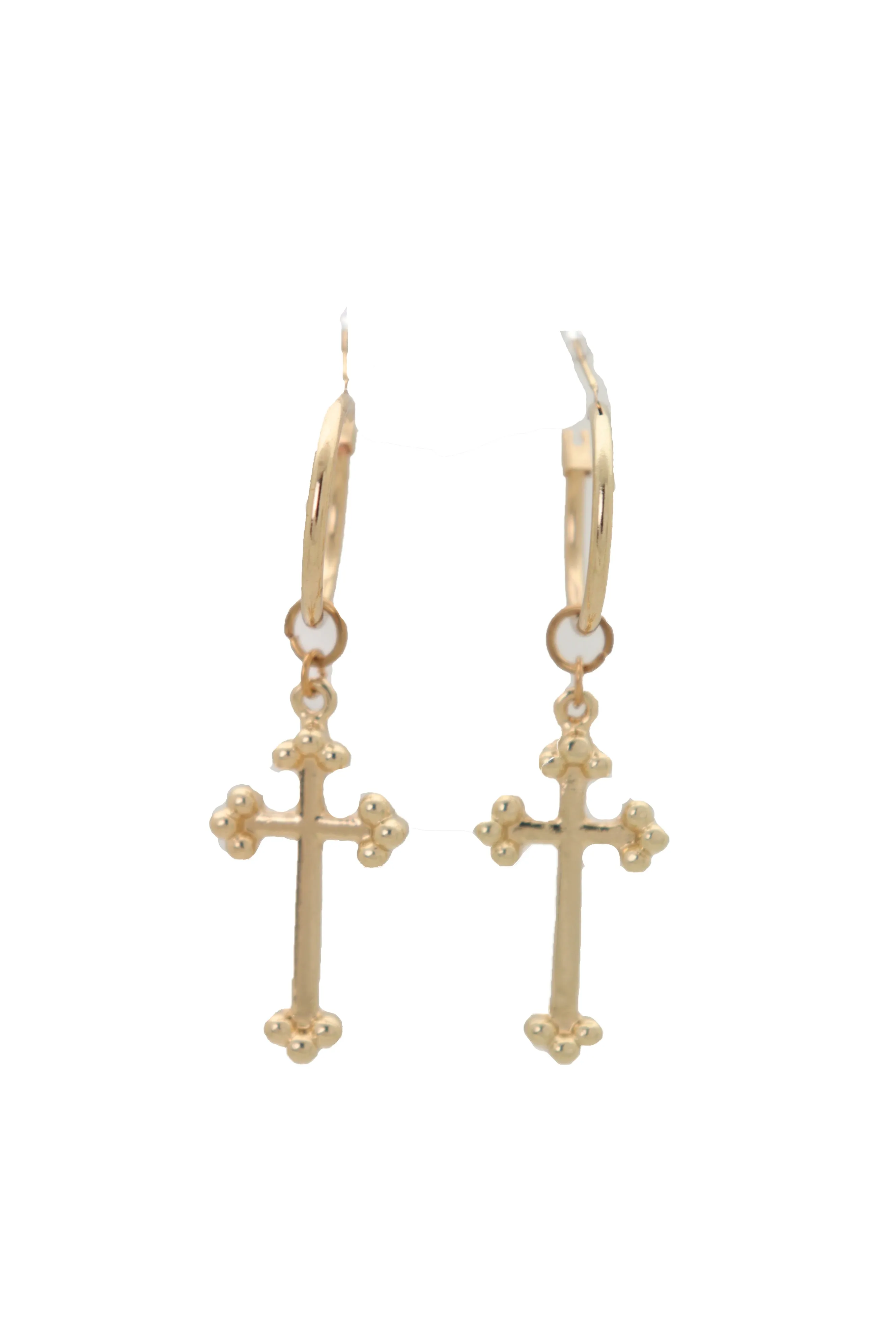 Gold Metal Cute Religious Dangle Earrings Christian Cross