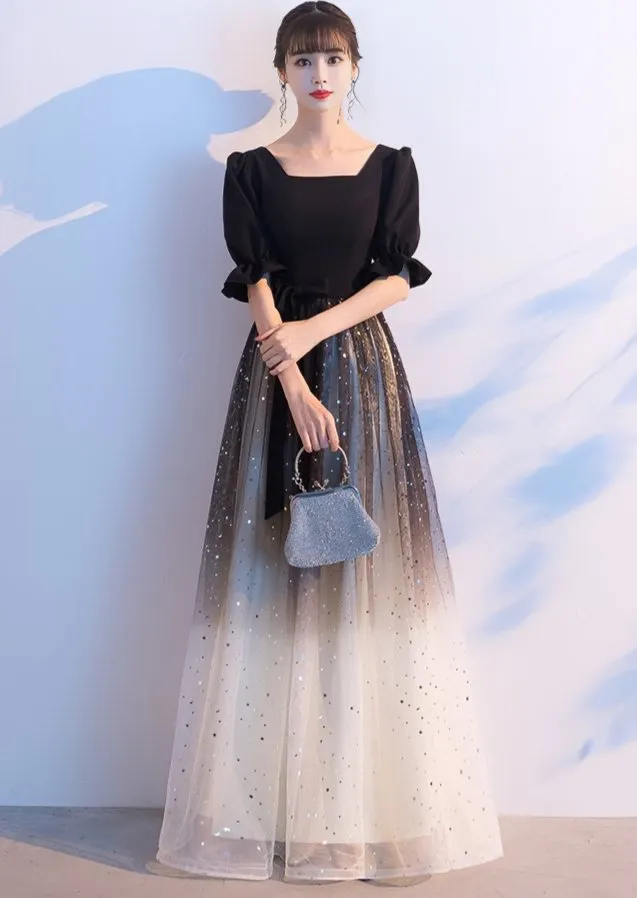 GRADIENT GLITTER LONG DRESS