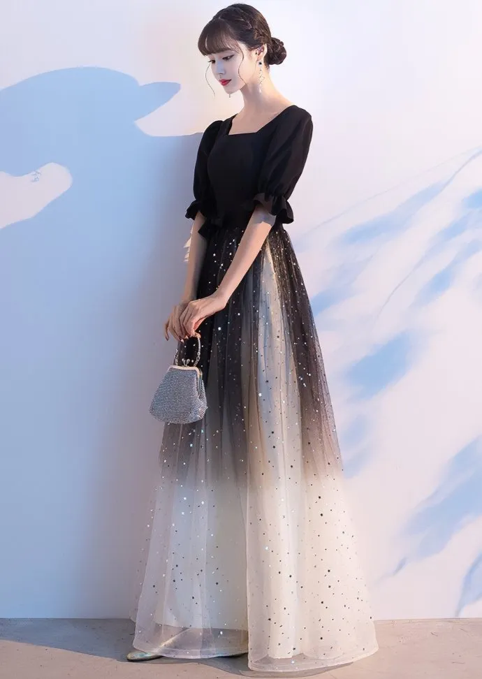 GRADIENT GLITTER LONG DRESS
