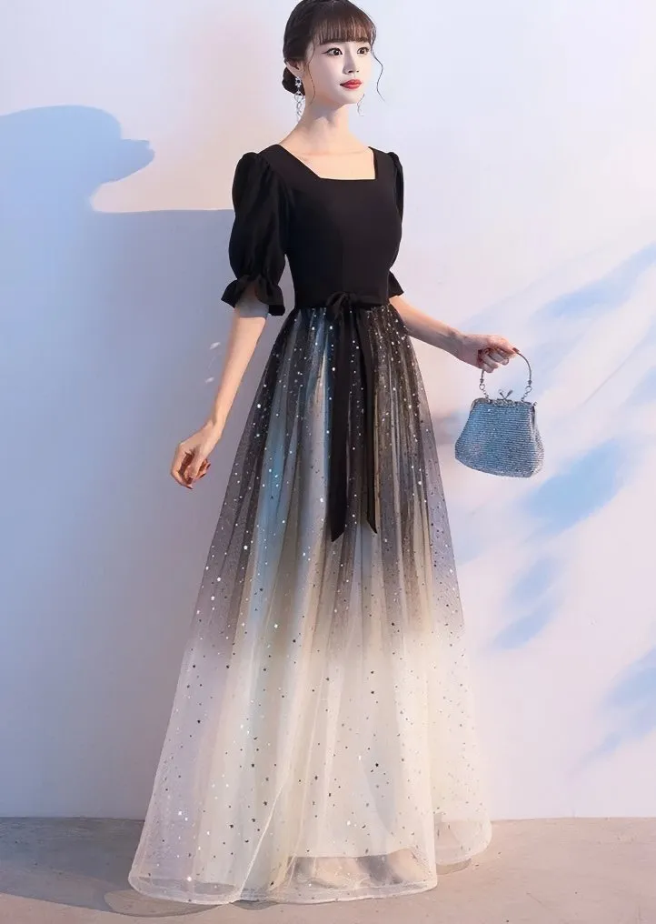 GRADIENT GLITTER LONG DRESS