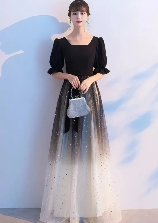 GRADIENT GLITTER LONG DRESS