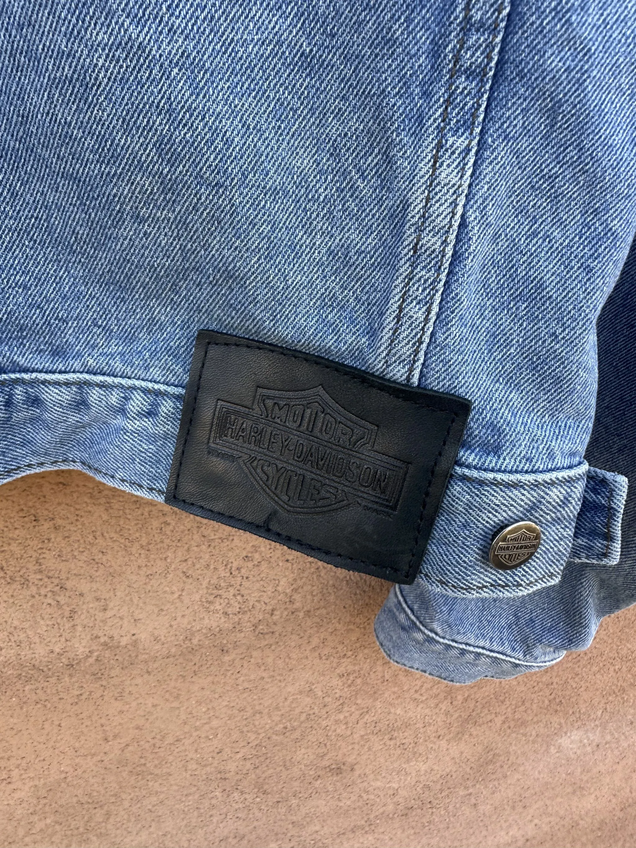 Harley Davidson Denim Jacket with Black Patch