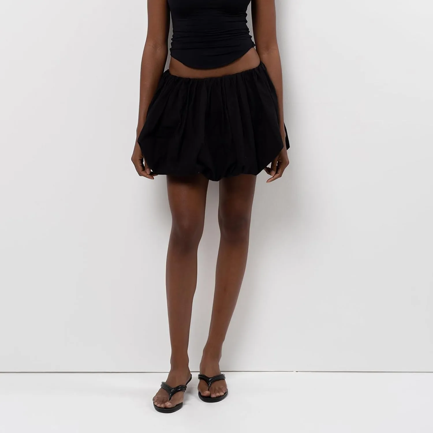 ICNGLKSND Womens Y2K Bubble Skirt High Waist Ruffle Hem Pleated A line Mini Skirt Punk Style Chic Outwear Party Dress